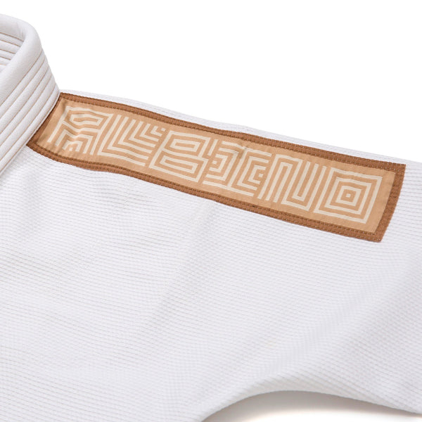 Albino and Preto Stucco Herringbone Classic White BJJ Gi with Bag