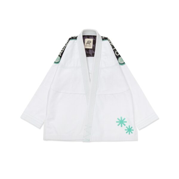 Alternative view of Albino & Preto RS Comp POW White BJJ Gi with Bag – Premium Herringbone Kimono