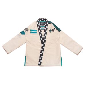 Albino and Preto Batch #79 Equality Unbleached BJJ Gi with Bag – Green, Black, White & Natural Accents