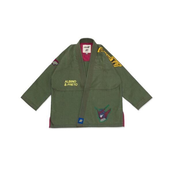 Alternative view of Albino & Preto A&P x Wing Gundam Olive BJJ Gi with Bag