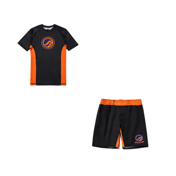 Camiseta y pantalones cortos Shoyoroll Tangerine Competitor Rash Guard | Equipamiento de BJJ de primera calidad